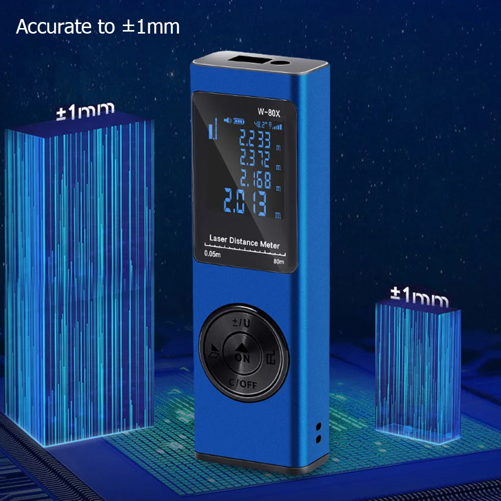 

Digital Mini Distance Measuring Meter Handheld Rangefinder Portable Electronic Space Measurement Device for Area Volume Distance