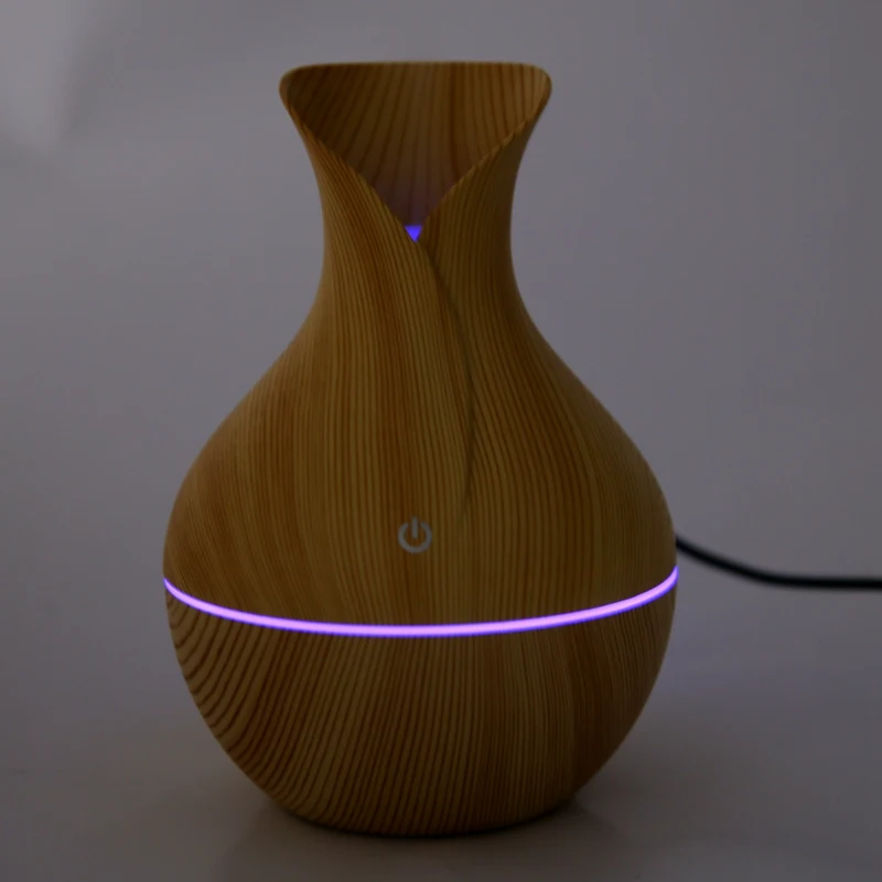 

Essential Humidifier Aroma Oil Diffuser Wood Grain Ultrasonic Wood Air Humidifier Usb Cool Mini Mist Maker Led Lights For Home