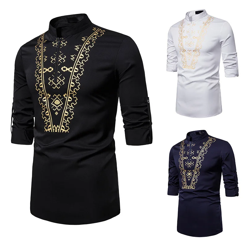 Повседневная рубашка мужская одежда Рубашки Африканский стиль chemise homme модные camisa masculina Фитнес рубашка с принтом