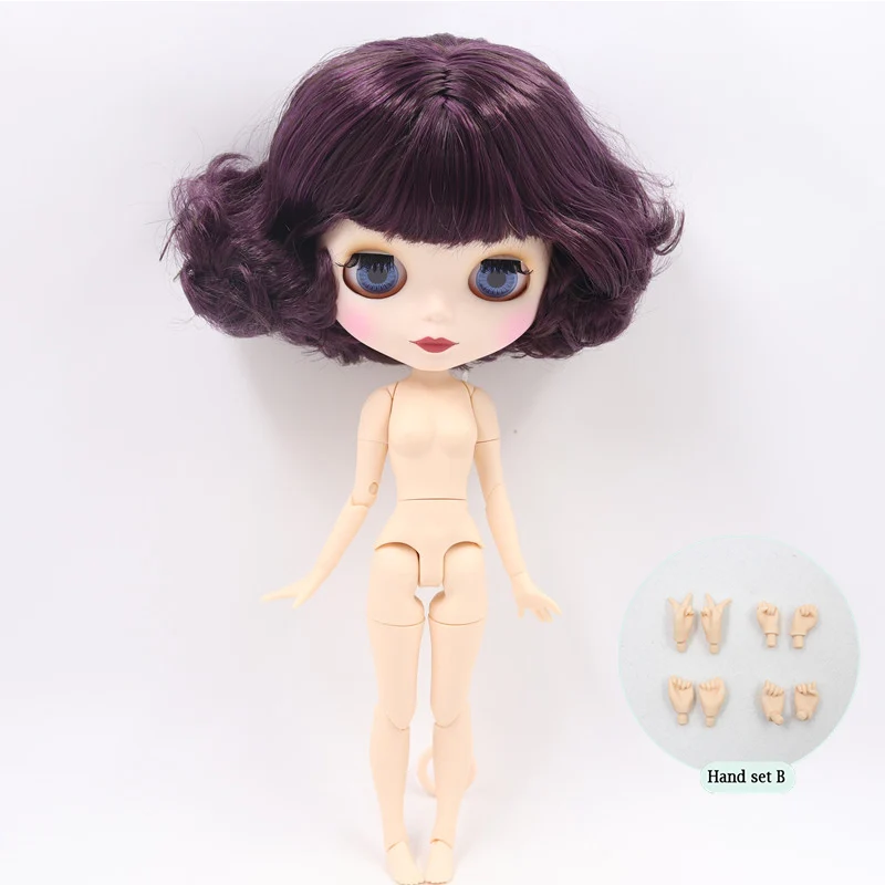 A doll with hand B ICY Nude Blyth кукла на заказ № BL135/950 фиолетовый микс каштановые волосы белый цвет кожи 1/6 bjd, pullip, licca, jerryberry - Цвет: A doll with hand B