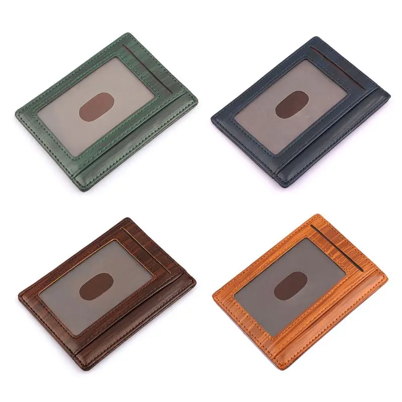 Простой деревянный держатель для карт тонкий кожаный бумажник с блокировкой