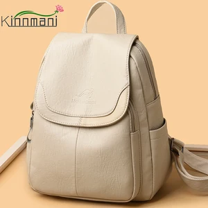hot women backpacks designer high quality soft leather fashion back bag brand female travel bags mochilas mujer backbags 2021 free global shipping