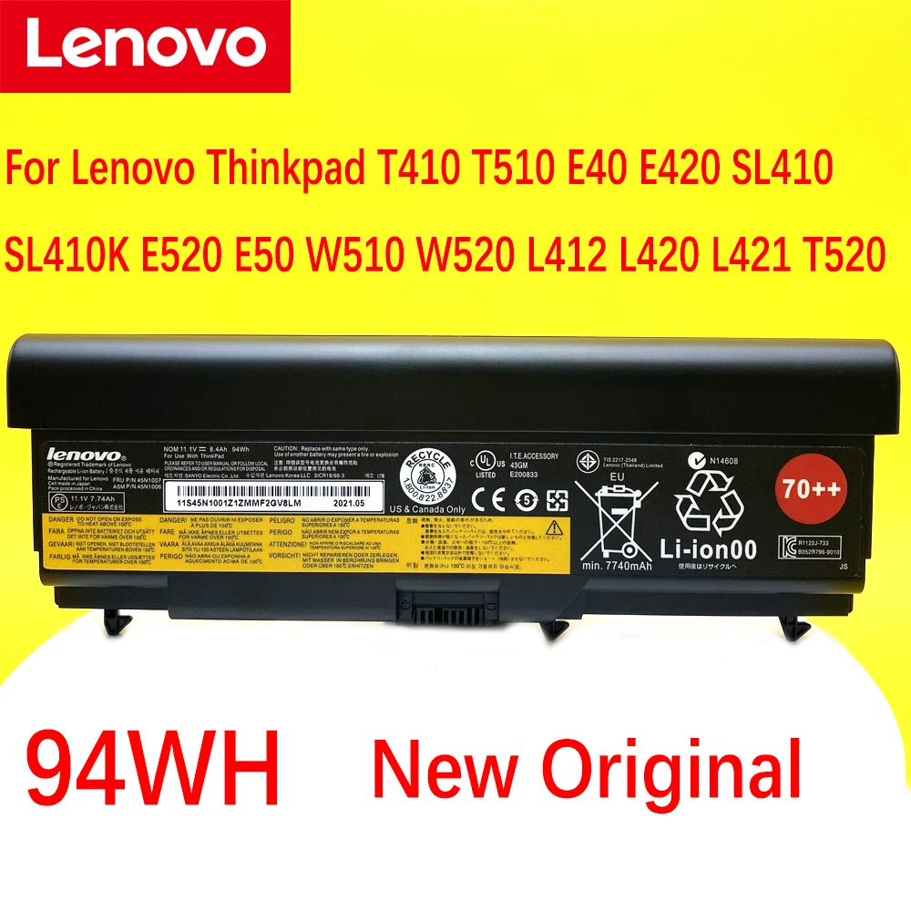 Lenovo-batería para portátil Thinkpad E40, E420, SL410, SL410K, T410, T510, E520, E50, W510, W520, L412, L420, L421, T520, Original, 42T4791, 55 ++