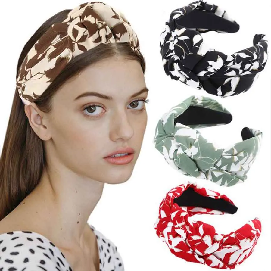 

Haimeikang Top Knotted Headband For Women Hairbands Ladies Wide-brimmed Bezel Leaves Hair Hoop Girls Hair Accessories Headwear