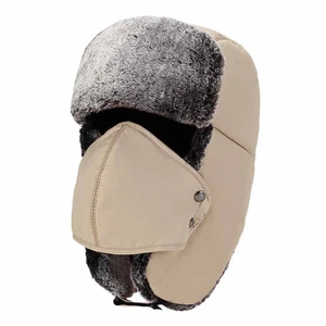 Winter Bomber Hat Fluffy Thick Thermal Windproof Unisex Face Mask Ear Protection Cap Outdoor Apparel