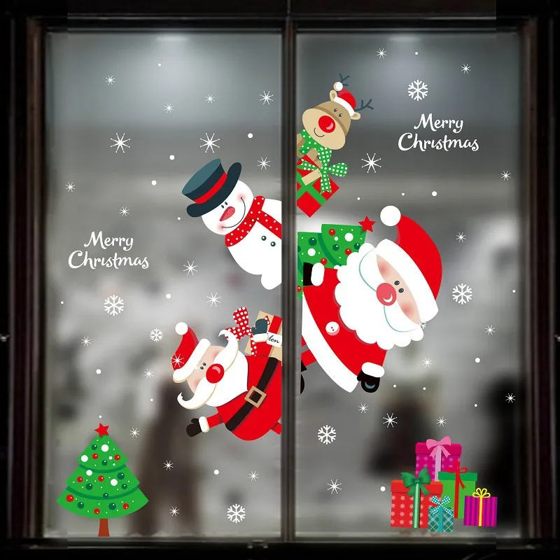 

2020 Christmas Window Stickers Wall Christmas Window Wall Decor Merry Christmas Decor for Home New Year Sticker Door Deco