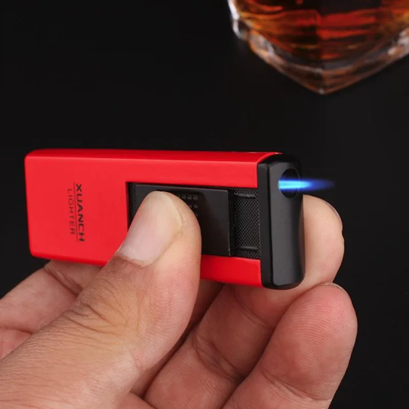 Металлическая струйная зажигалка ультратонкая длинная газовая ветрозащитная