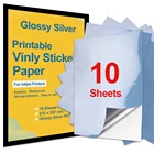 10 листов, Блестящая Серебристая бумага для бумаги A4, этикетки A4, наклейки для струйной печати