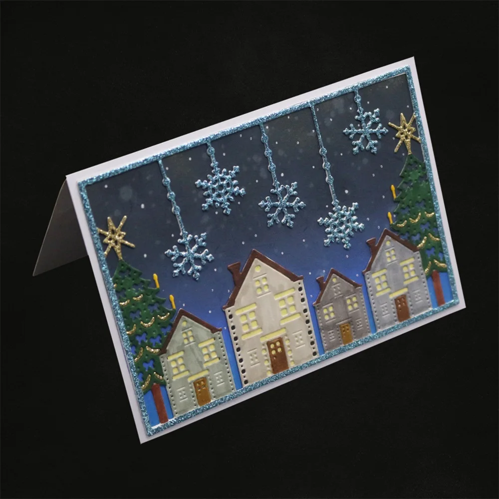 Рождество снежинка дом тиснение резка Плесень инструмент шаблон формы карты