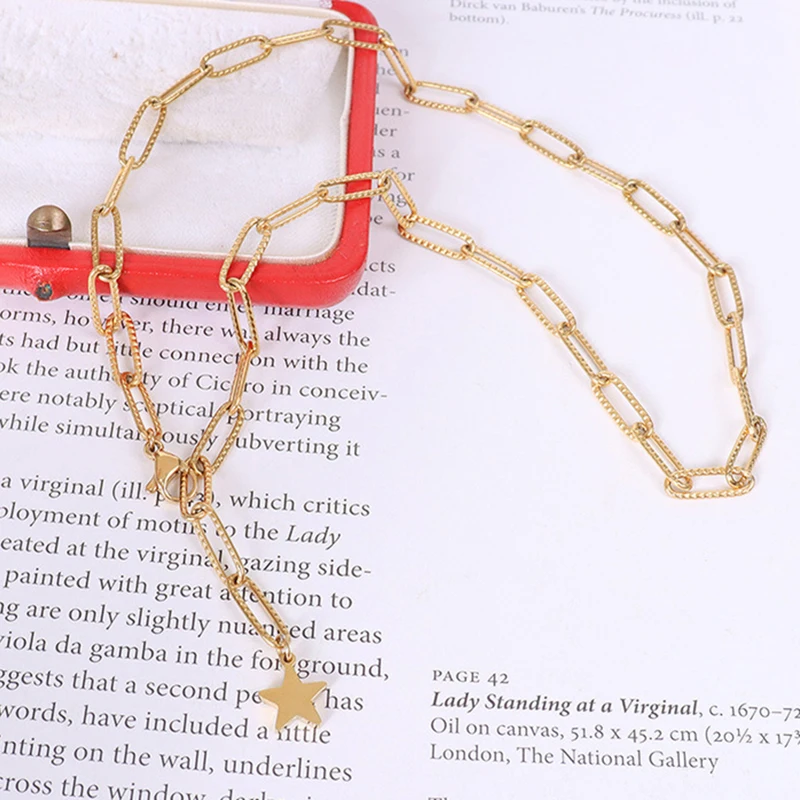 

Vintage Star Choker Necklace Female Neck Decoration Titanium Steel Chain Necklace for Women Collares De Mujer Bijoux Femme Teen