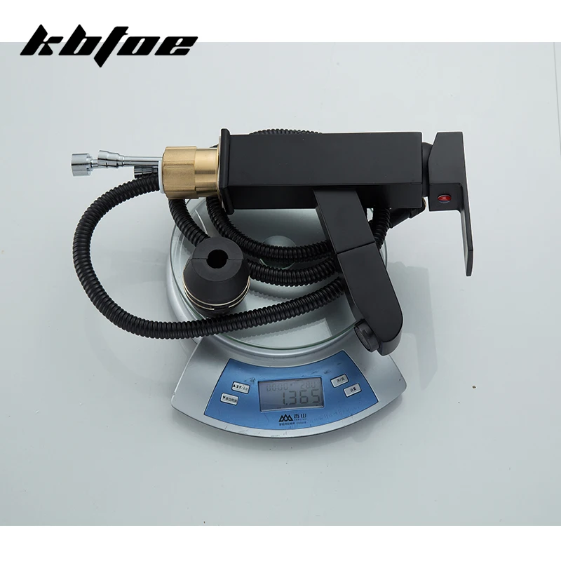 Вытяжной матовый черный смеситель для раковины латунь ванной комнаты