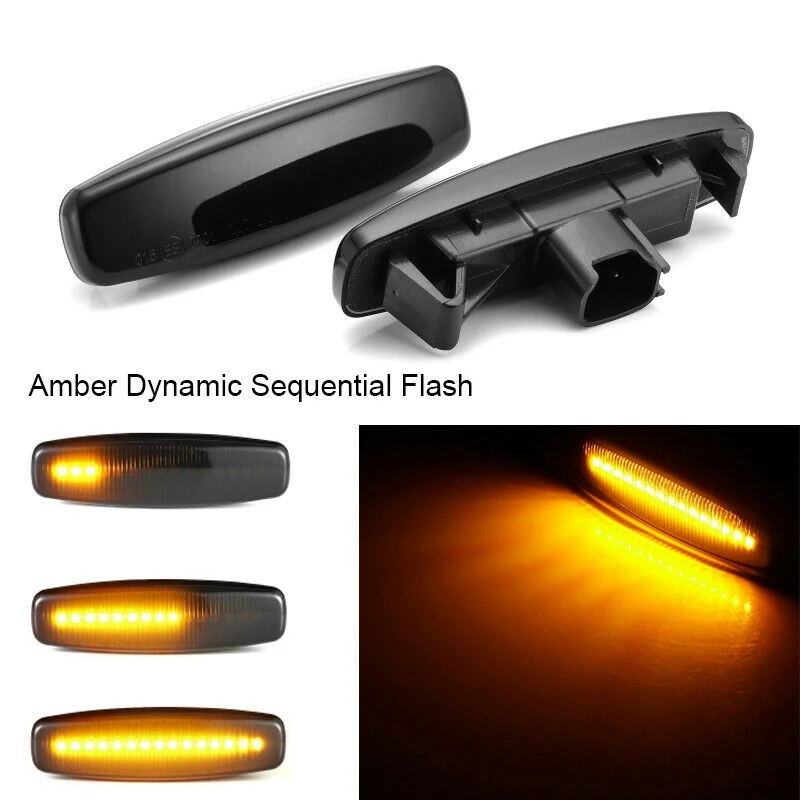 

LED Dynamic Turn Signal Light Side Marker Lamp with 2Pcs Car LED Number License Plate Light Lamps