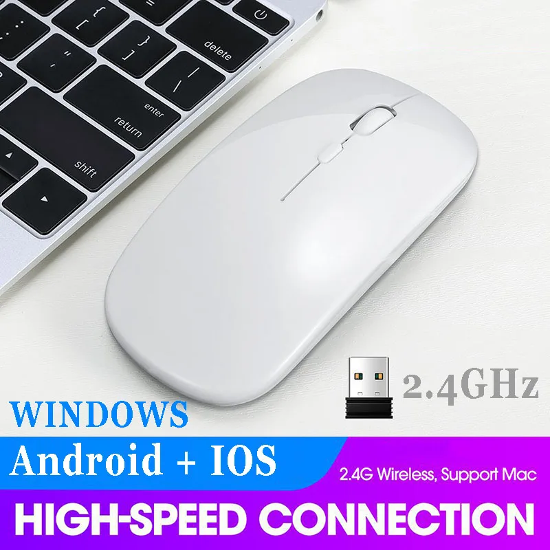 

Wireless Mouse Computer Mouse Silent Rechargeable Office Mice 2.4GHz RGB Backlit USB Mause for Laptop Notebook Ultra-thin