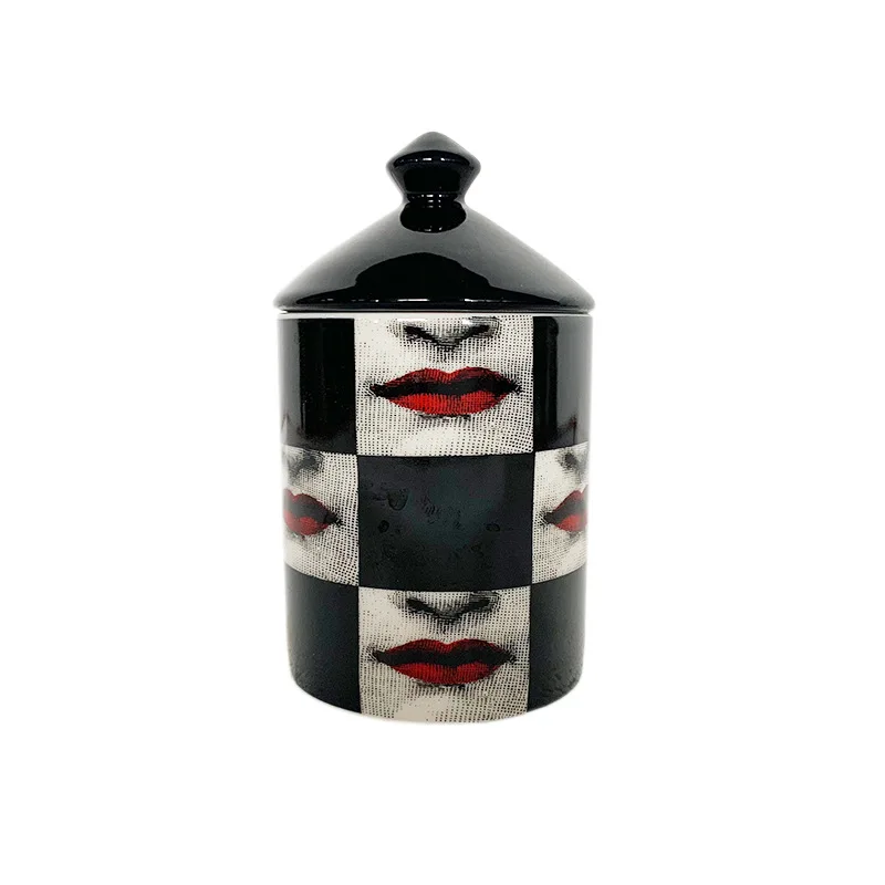 

Human Face Candle Holder Handmade Candles Jar Retro Lina Face Storage Bin Ceramic Caft Home Decoration Storage Box