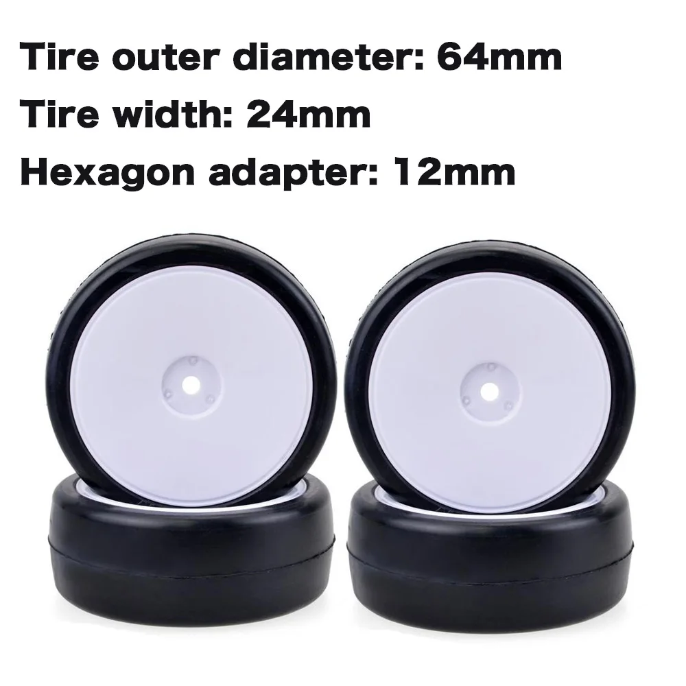 4 шт. 1/10 радиоуправляемые автомобильные шины, белая ступица обода колеса, 64 мм шины 12 мм шестигранный для Redcat HSP HPI Traxxas Losi VRX LRP радиоуправляемые автомобили