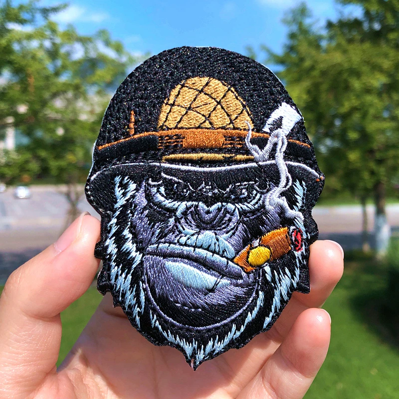 Prajna Punk Skull Orangutan Patches King Bear Dog Embroidered For Clothing DIY Iron On Stripes Jacket Clothes | Дом и сад
