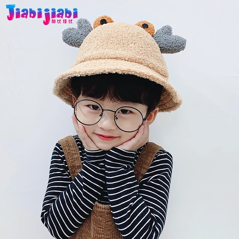 Детская шапка ведро зимняя из овечьей шерсти для мальчиков и девочек детская с