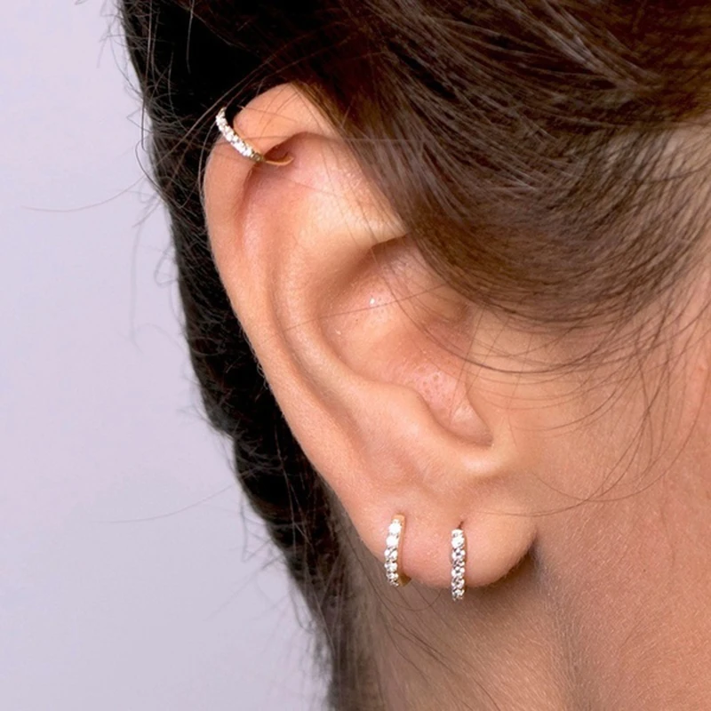 

Delicate Rainbow Zircon Small Circle Stud Earrings Luxury Gold Rhinestone Earring Women Wedding Jewelry Z3E793