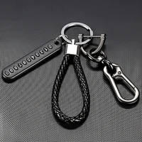 braided rope car key chain with mobile phone number card anti lost diy pendant keychain for key pendant split rings keyrings