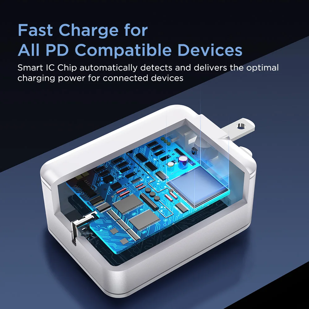 ESR USB C зарядное устройство 18 Вт, зарядное устройство со складной вилкой типа C PD зарядное устройство для iPhone XS/XR/XS Max iPad Pro samsung