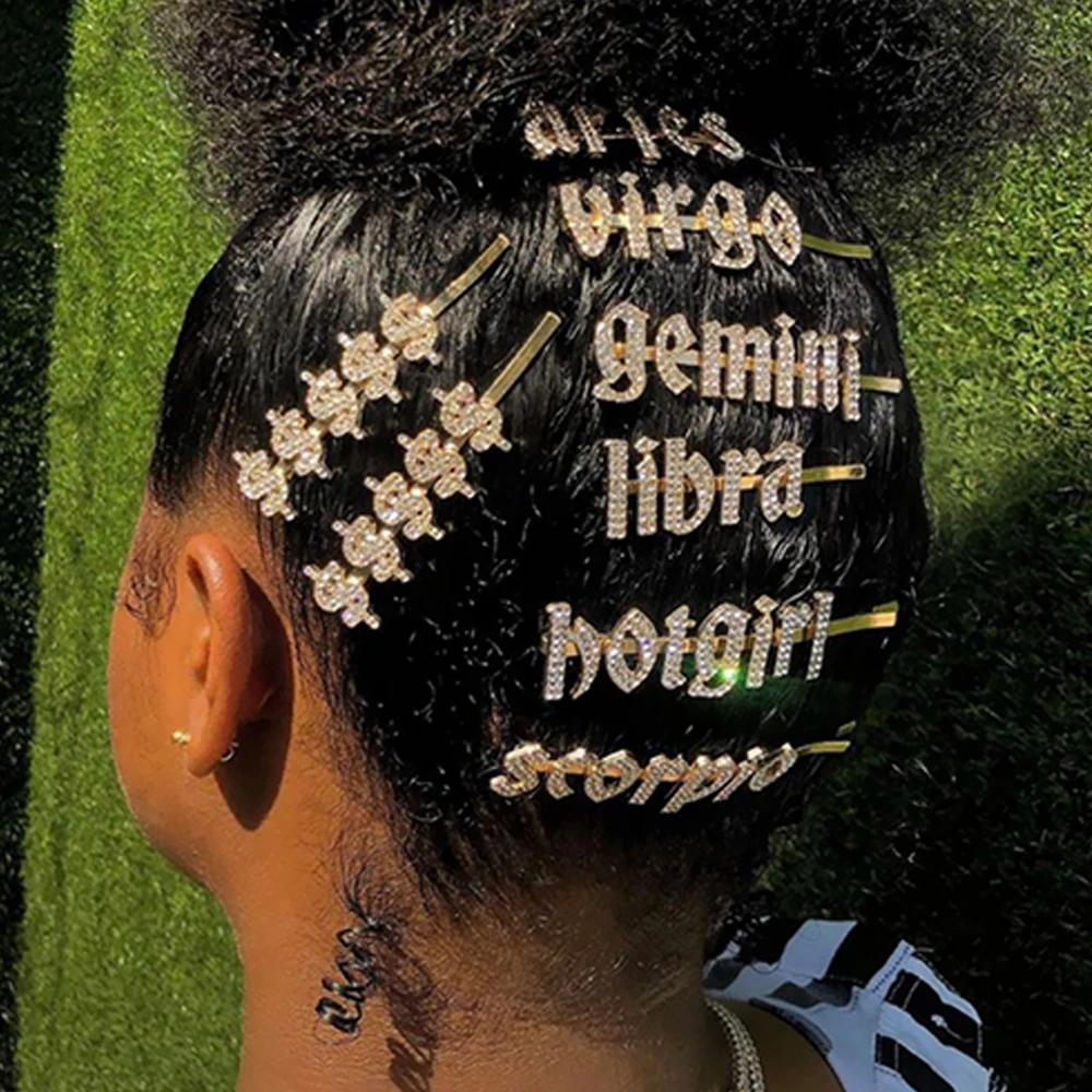Шпилька для волос с блестящими буквами модные заколки созвездиями и кристаллами