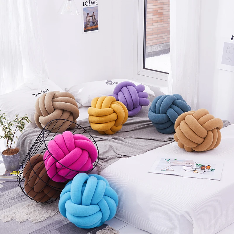 Knot Ball Pillow with Filling / 35cm round Car pillows Home Decor Bow Rosette home Decorative Cushion within inner | Дом и сад