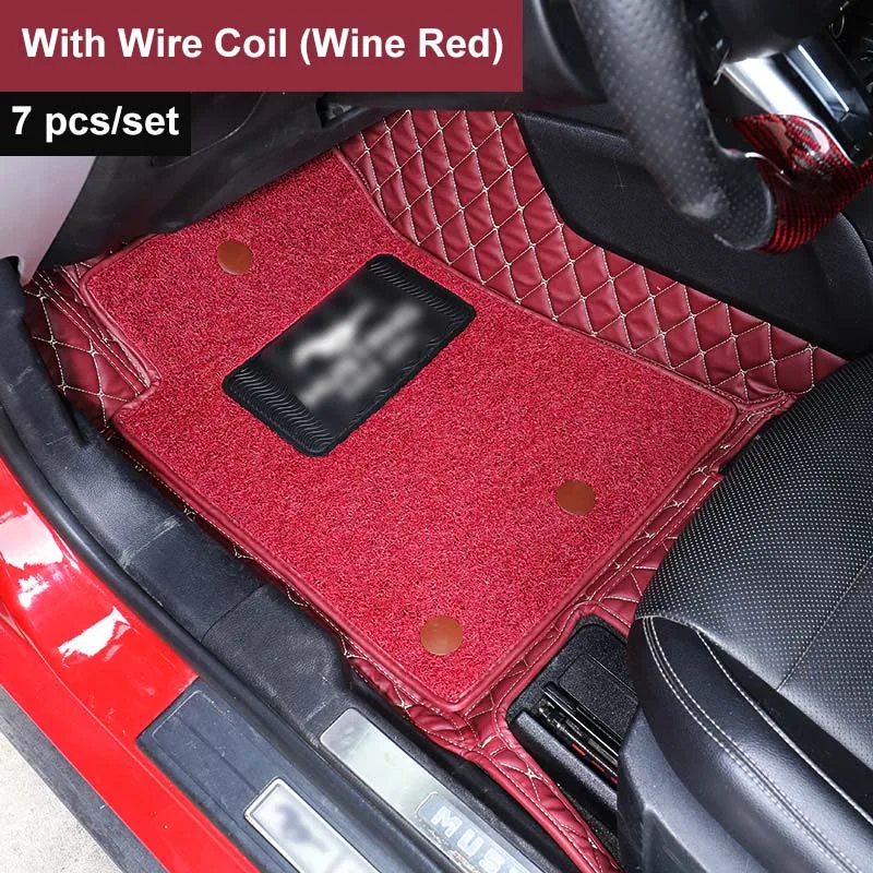 Wine Red Wire Mat QHCP автомобильные коврики ковер из микрофибры провода коврик для ног коврик съемный черный, красный ковры для Ford Mustang - Название цвета: Wine Red Wire Mat