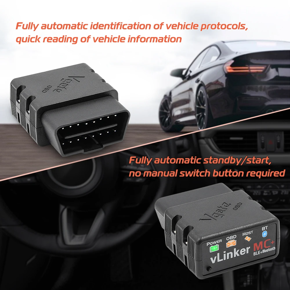 Автомобильный диагностический сканер Vgate VLinker MC + ELM327 Bluetooth/Wi-Fi OBD2 PK OBDLINK V1.5 |