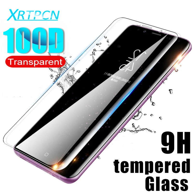 Закаленное стекло с закругленными краями 100D для samsung Galaxy Note 8 9 S7 S6 Edge S9 S8 Plus Защитная пленка для экрана прозрачное стекло