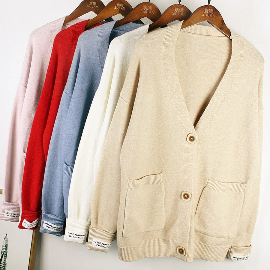 Модный корейский белый розовый негабаритный свитер для женщин простой тонкий