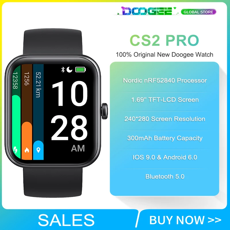 Умные часы DOOGEE CS2 Pro с экраном 1 69 дюйма TFT ЖК-дисплей HD водонепроницаемость 5 АТМ