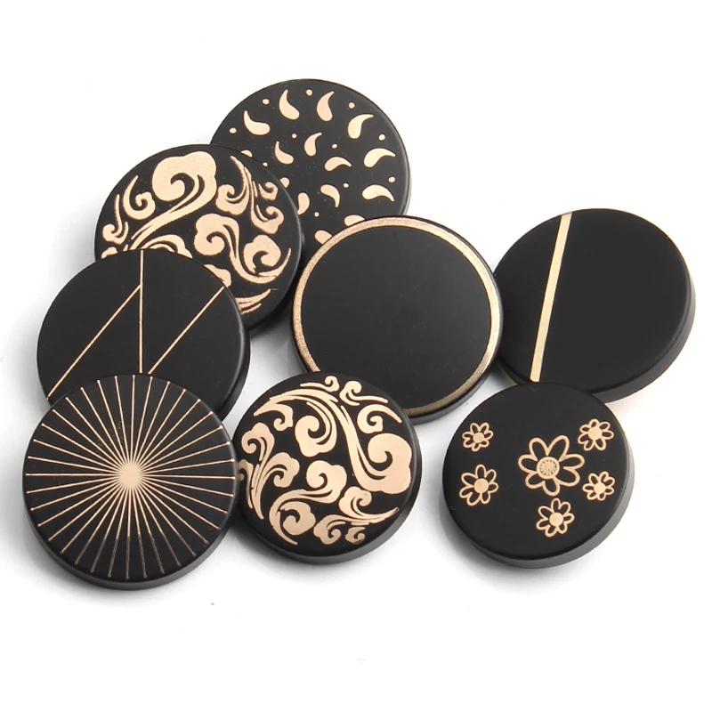 Модный классический черный металлический хвостовик кнопки декоративные круглые