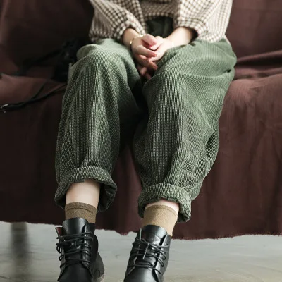 2019 вельветовые осенние и зимние повседневные свободные одноцветные штаны в