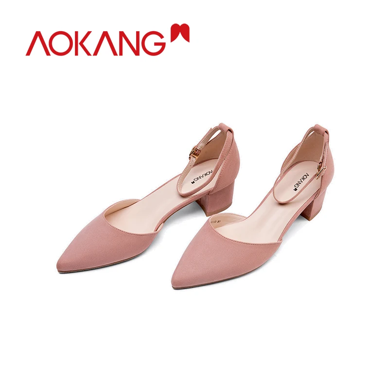 

AOKANG Shoes Woman Pumps 2020 New Arrivla Spring High Heel Pumps Woman Shallow Mouth Elegant Pointed Toe Shoes Female