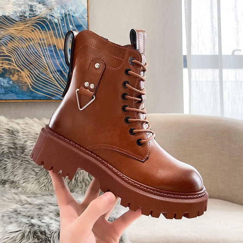 

Martin boots round toe lace-up side zipper plus fleece short boots soft bottom flat bottom motorcycle boots fashionable hot sale