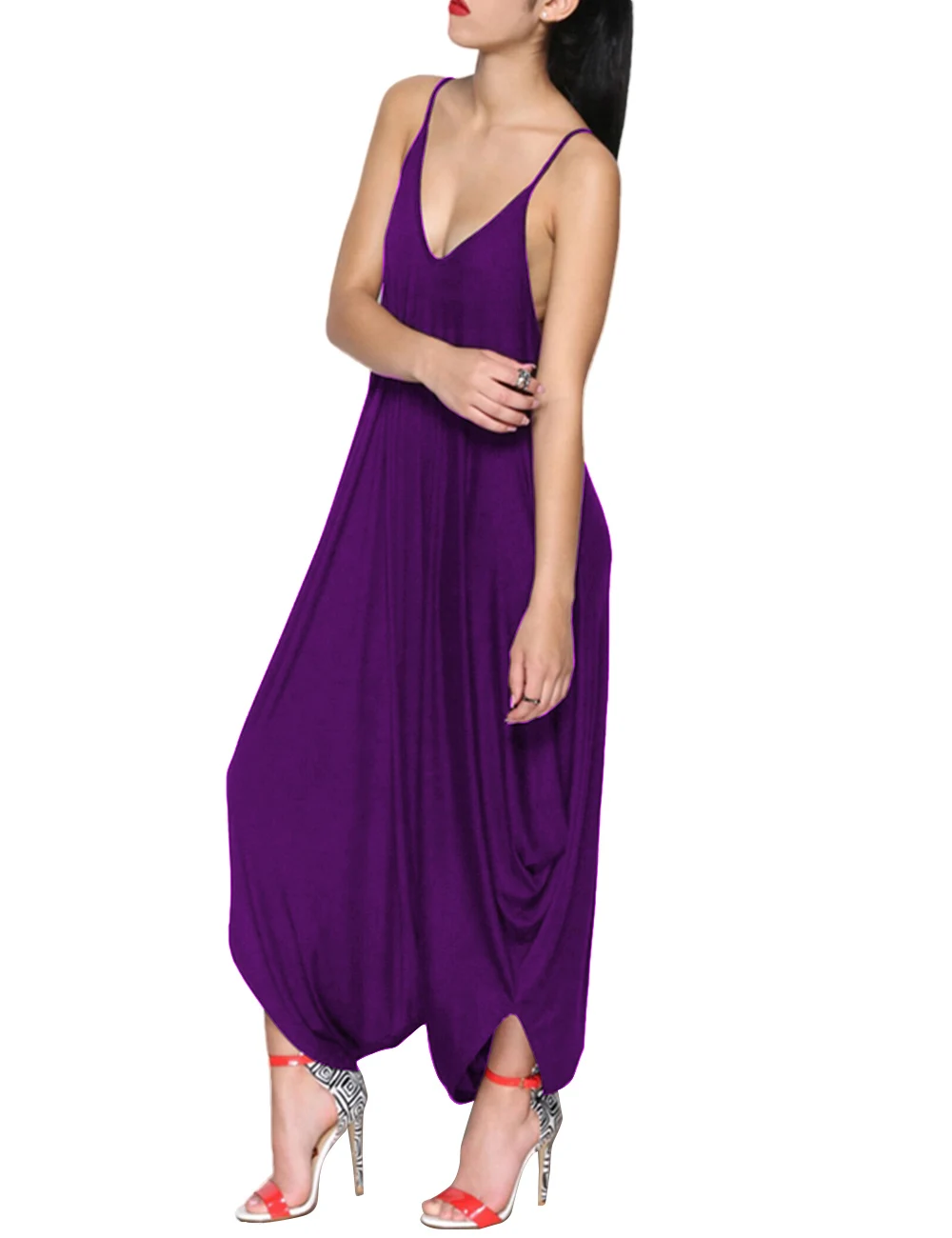 

Women Sexy Spaghetti Strap Romper Casual Solid Summer Female Jumpsuits Sexy Deep V-Neck Plus Size Backless Womens Playsuits