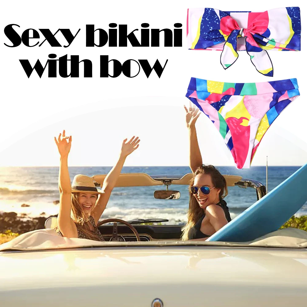 

Swimsuit Double-sided floral bow sexy lady split bikini Women Swimwear Sexy bathing suit
