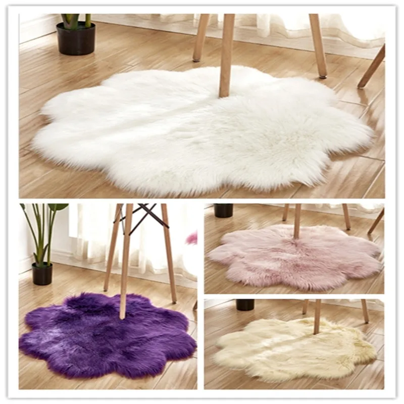 

Northern Europe 2020 new artificial fur carpet pink white fluffy living room decoration soft bedroom comfortable floor cushion