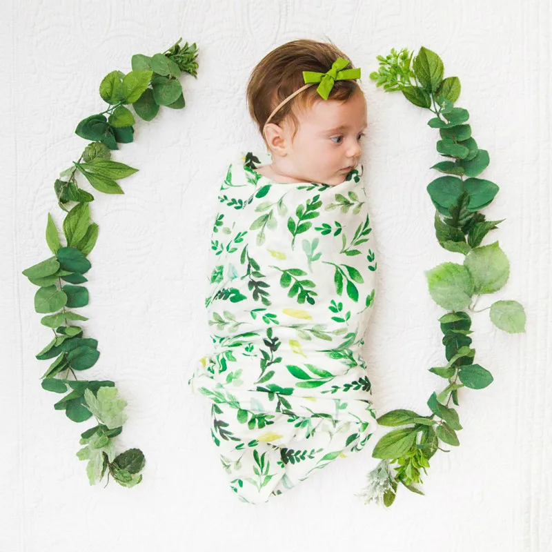 Products for Newborn 2pcs Baby Blankets Print Floral Photography Prop Infant Girl Boys Muslin Swaddle Wrap +Headband | Мать и ребенок