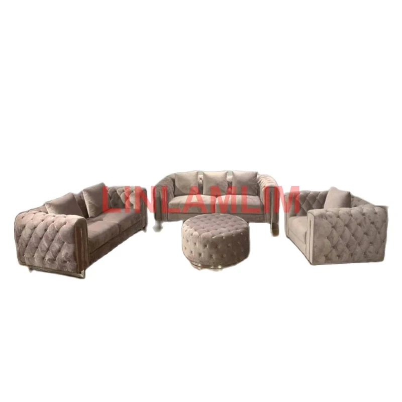 

MANBAS living room Sofa set диван мебель кровать muebles de sala chesterfield fabric cloth couch cama puff asiento sala stainles