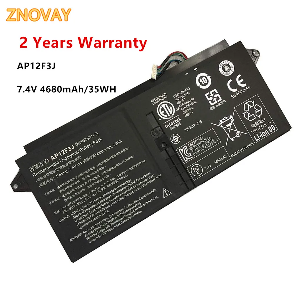 Bateria do Portátil Apto para Acer Aspire 13.3-polegada s7 S7391 Tela Sensível ao Toque Ultrabook 2icp3 65 1142 Ap12f3j 7.4v 35wh Ap12f3j Baterias p/ laptop