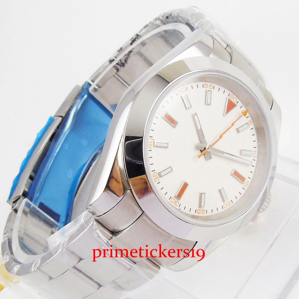 

40mm bliger business sterile dial orange hands stainless steel MINGZHU/MIYOTA automatic men's wristwatch