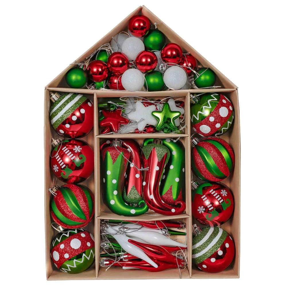 

Комплект рождественских украшений Valery Madelyn, 70 шт., подвесные шарики для рождественской елки, подвесные шарики, рождественские украшения для ...