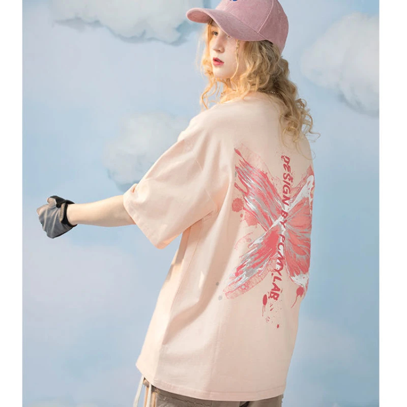 Футболка женская с принтом бабочки свободная рубашка в стиле Ins/Bf/Harajuku модная