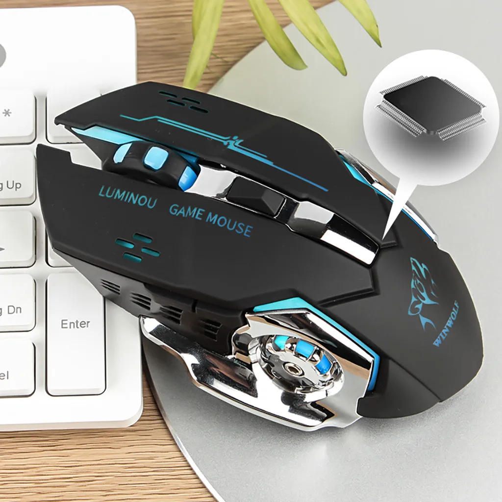 Rechargeable 2.4Ghz Wireless Mouse Silent Illuminated Mechanical Mouse USB Gaming Mouses 2400dpi 7 Colors Raton Inalambrico