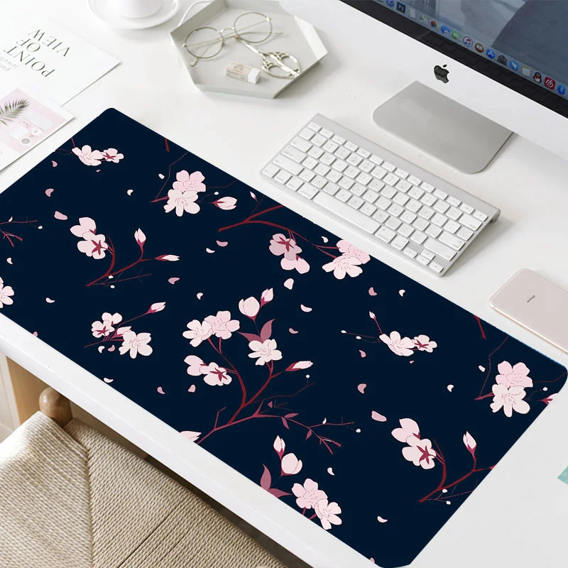 

Flower Pad Large Black Gaming Mouse Pad Floral Mousepad Gamer 900x400mm Rubber Keyboard Mats Desk Pad Mat laptop mouse pad gift