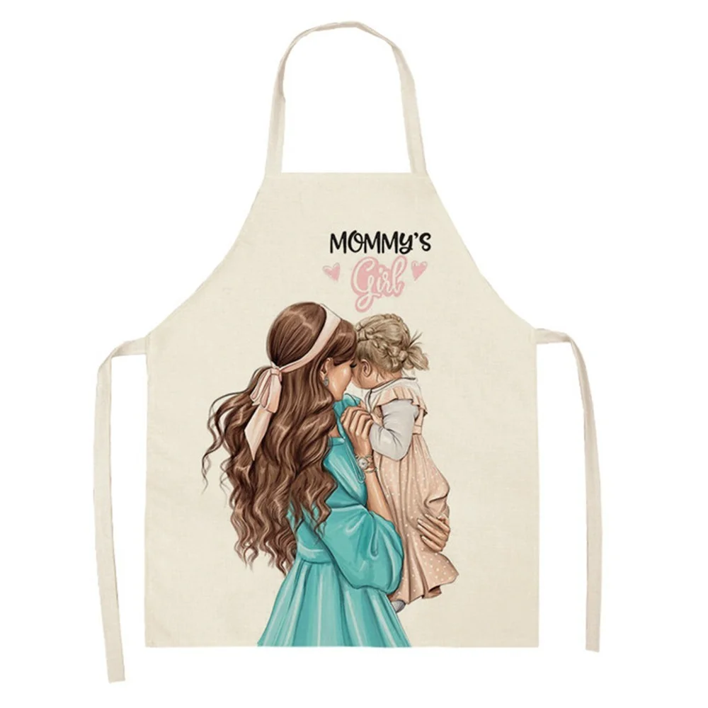 

CLOOCL Parent-child Kitchen Apron Mommys Girls Print Polyester Aprons for Child Adult Home Cleaning Tools Lacing Baking Aprons