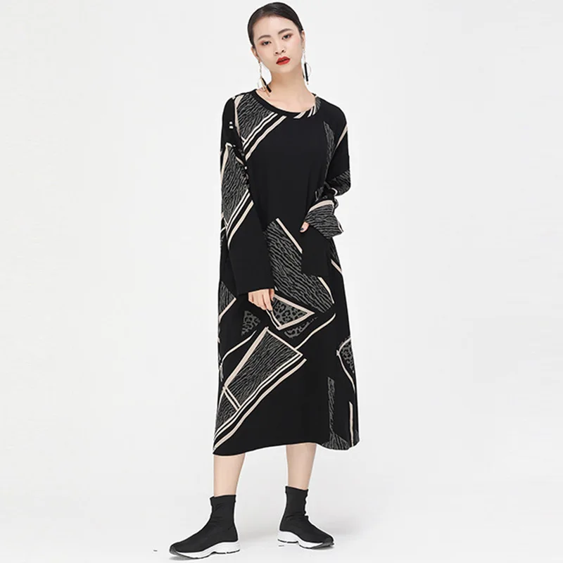Женское винтажное платье XITAO уличное с геометрическим леопардовым принтом