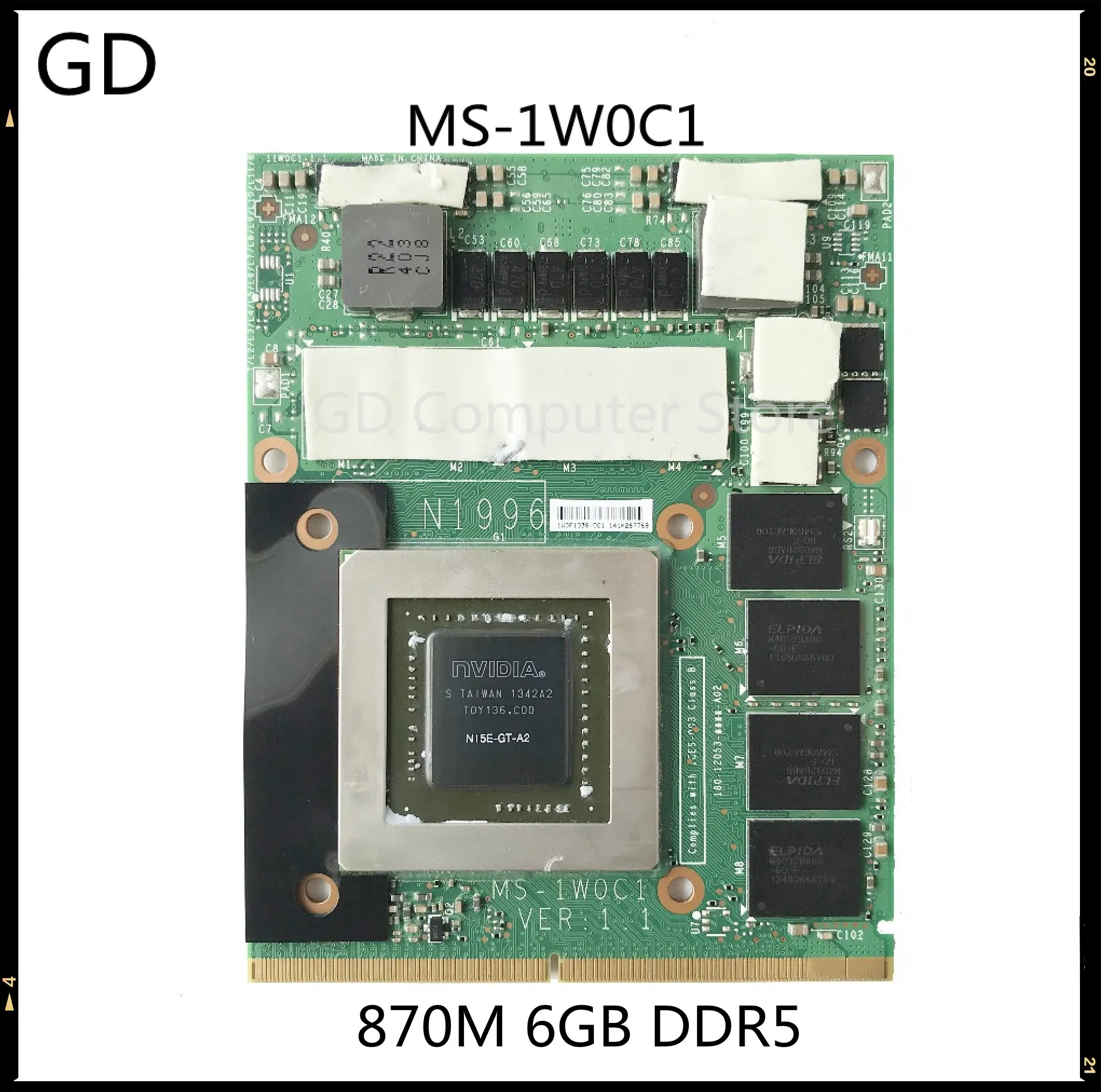 GD оригинал для MSI GT70 GT60 GX660R GT660 GX680 GX780 Графика карты MS 1W0C1 VER: 1 N15E GT A2 GTX 870M 6 ГБ DDR5