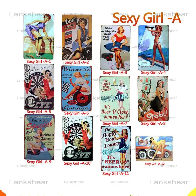 

NEW Sexy Girl Metal Sign Vintage Wall Decor Tin Signs Metal Posters Plaque Metal for Bar Coffe Pub Club Decor Sign Metal Signs